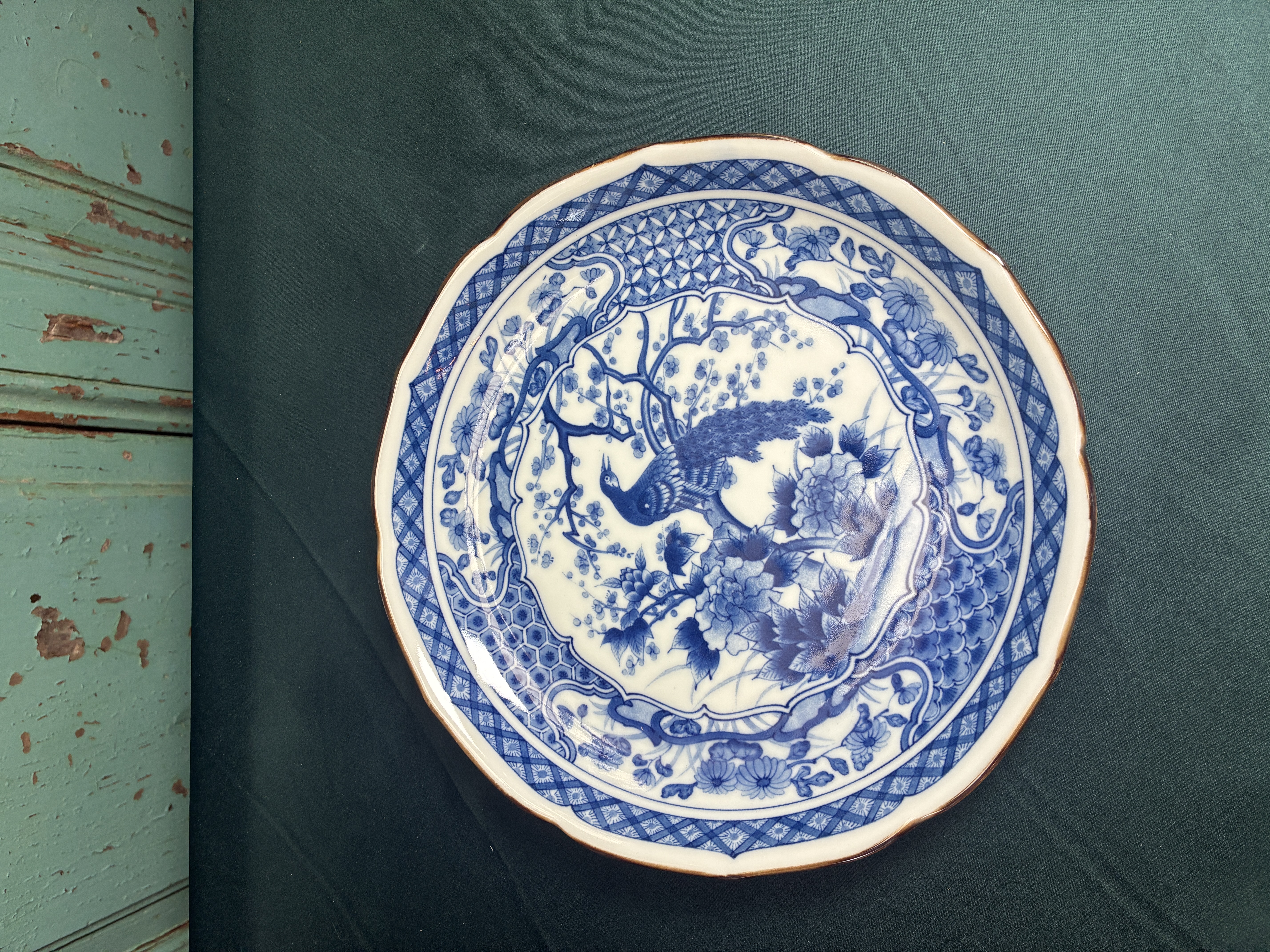 Japans Imari Arita Blue Porseleinen bord of schaal Afbeelding 2