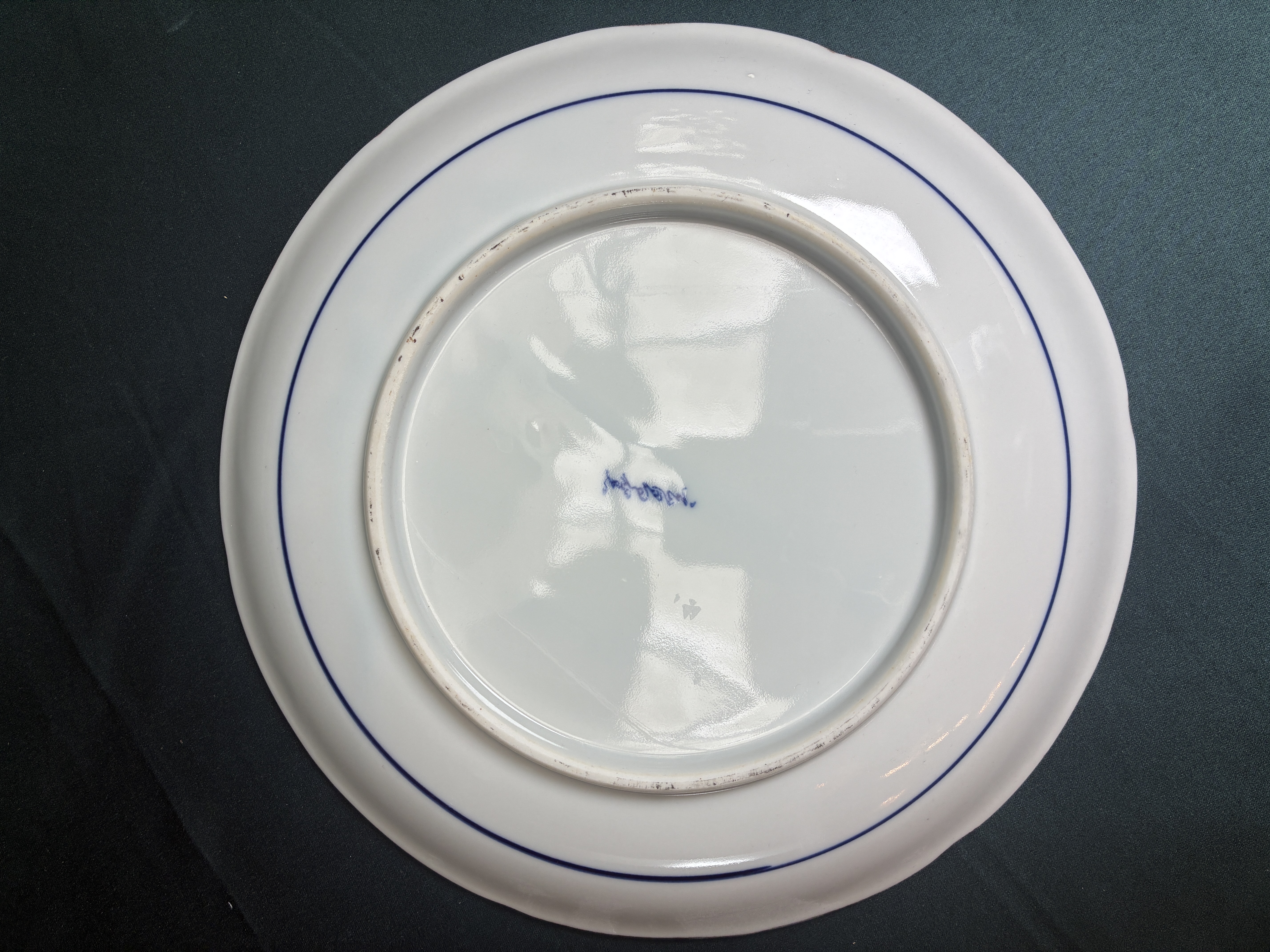 Japans Imari Arita Blue Porseleinen bord of schaal Afbeelding 4