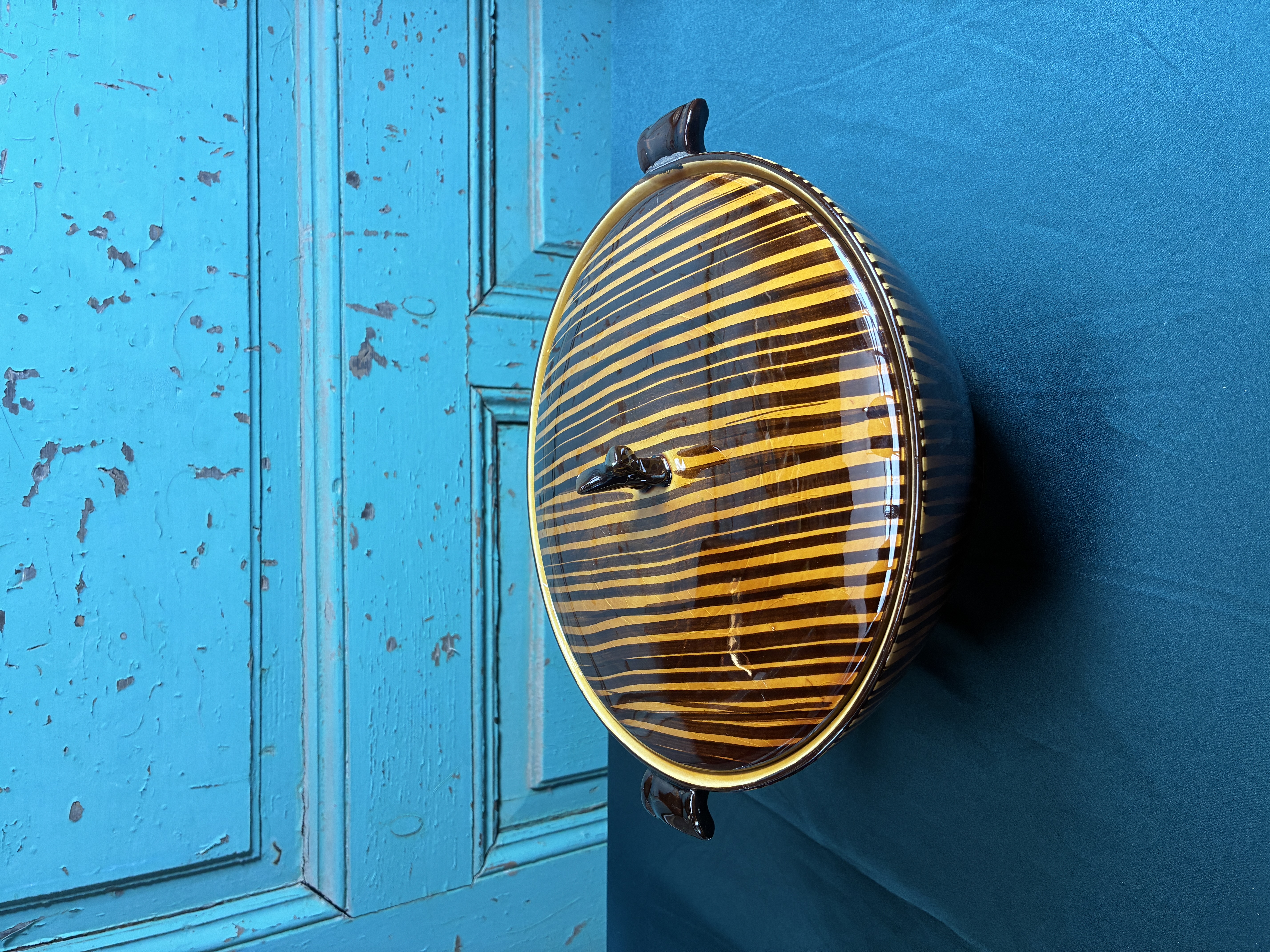 Sarreguemines Domino Handbeschilderde Groenteschaal