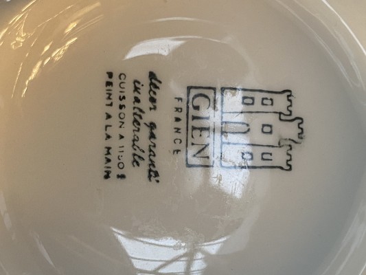 Gien France Fondueborden Met Schaal Afbeelding 3