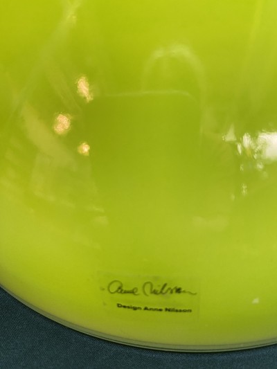 IKEA Anne Nilsson Diabolo Vaas Groen Opaline Glas Afbeelding 2