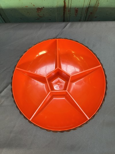 Vintage snackschaal oranje bruin Emsa West Germany