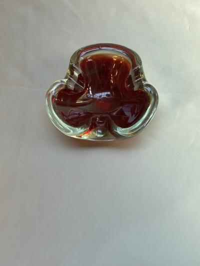 Murano Sommerso Mid-century Glazen Asbak Afbeelding 2