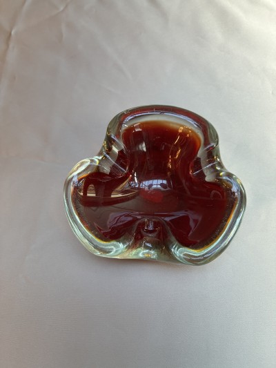 Murano Sommerso Mid-century Glazen Asbak Afbeelding 4