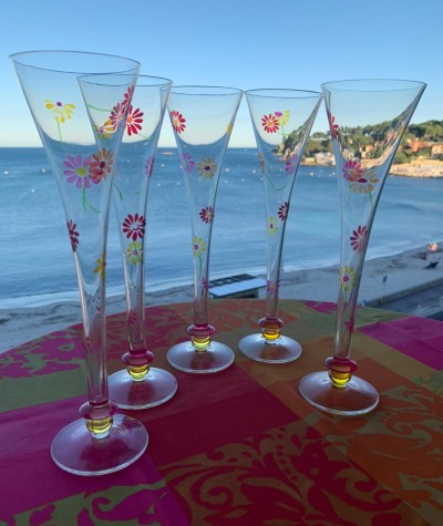Set Handbeschilderde Champagneflûtes