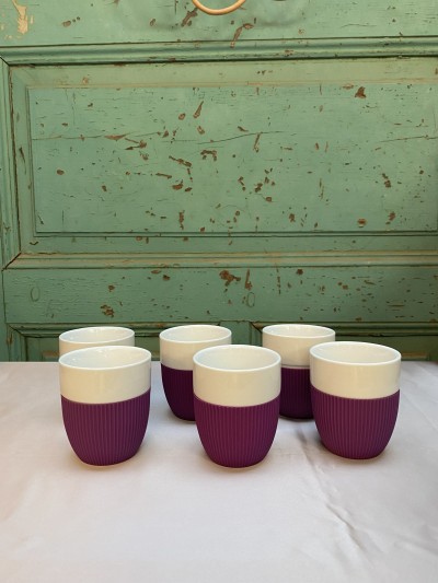 Set Siliconen Contrast Koffiebekers Wit Paars