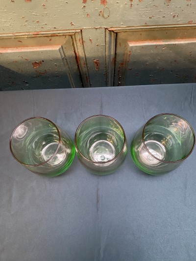 Set Van Vintage Groene Waterglazen Afbeelding 4